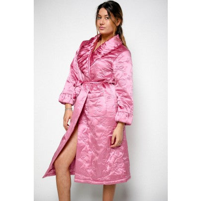 Padded Silk Dressing Gown - Pink - Snow Blossom Limited