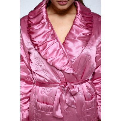 Padded Silk Dressing Gown - Pink - Snow Blossom Limited
