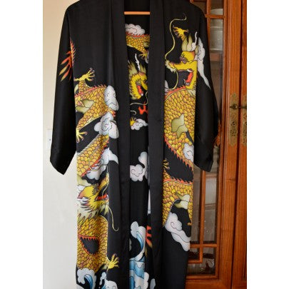 Hand Painted Silk Kimono For Men - Snow Blossom Limited